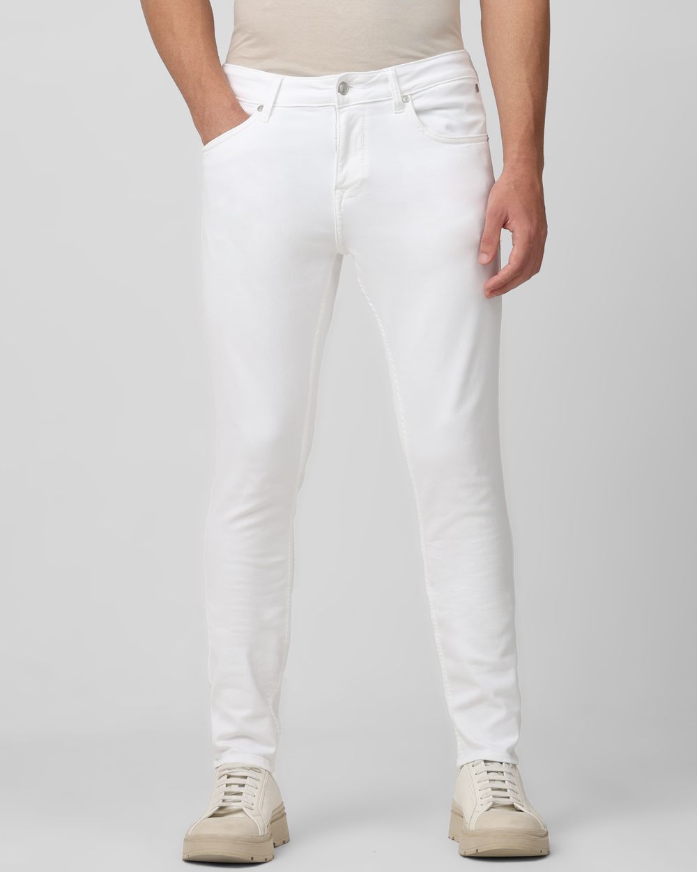 White Skinny Fit Denim Deluxe Stretch Jeans