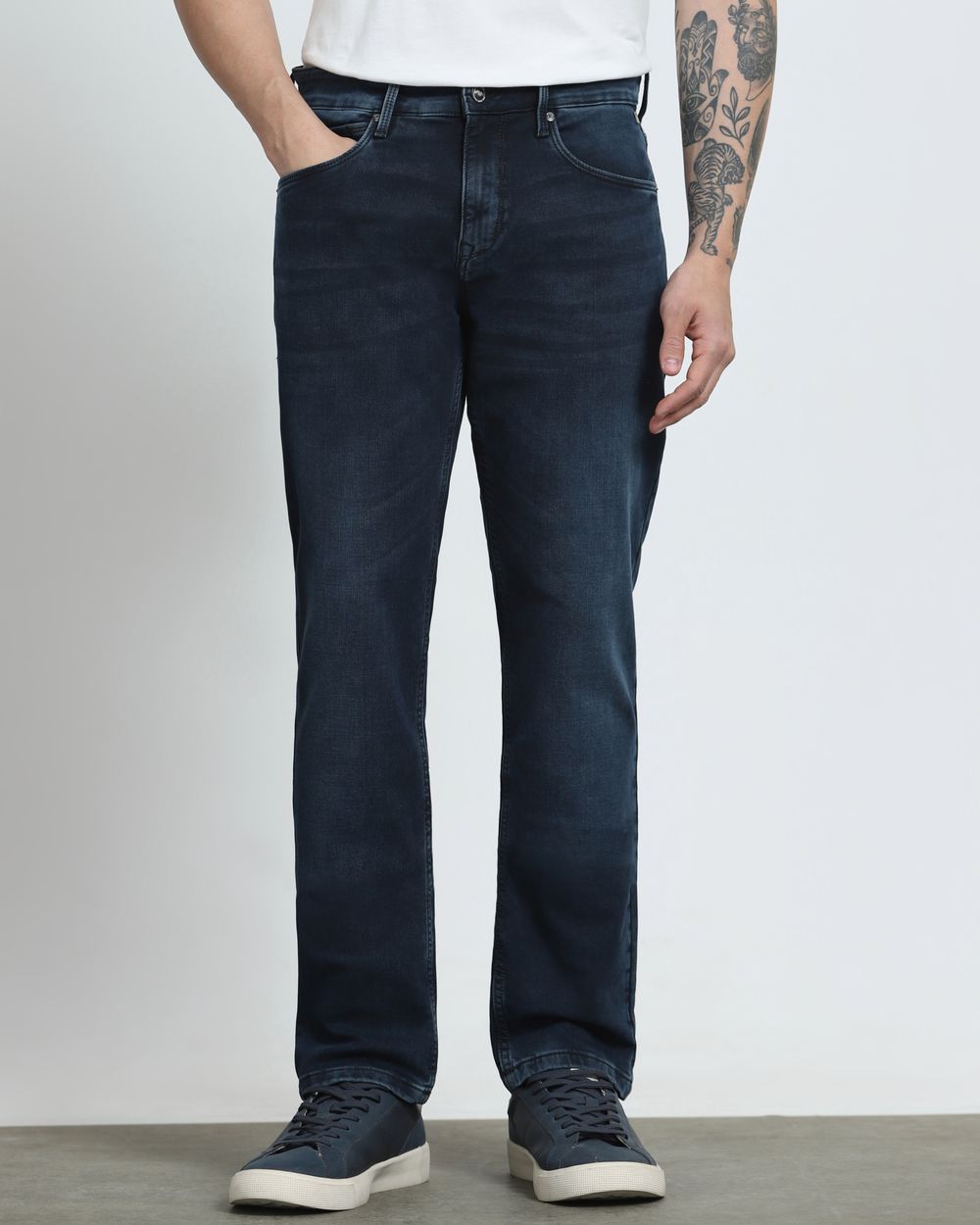 Blue Black Straight Fit Jeans