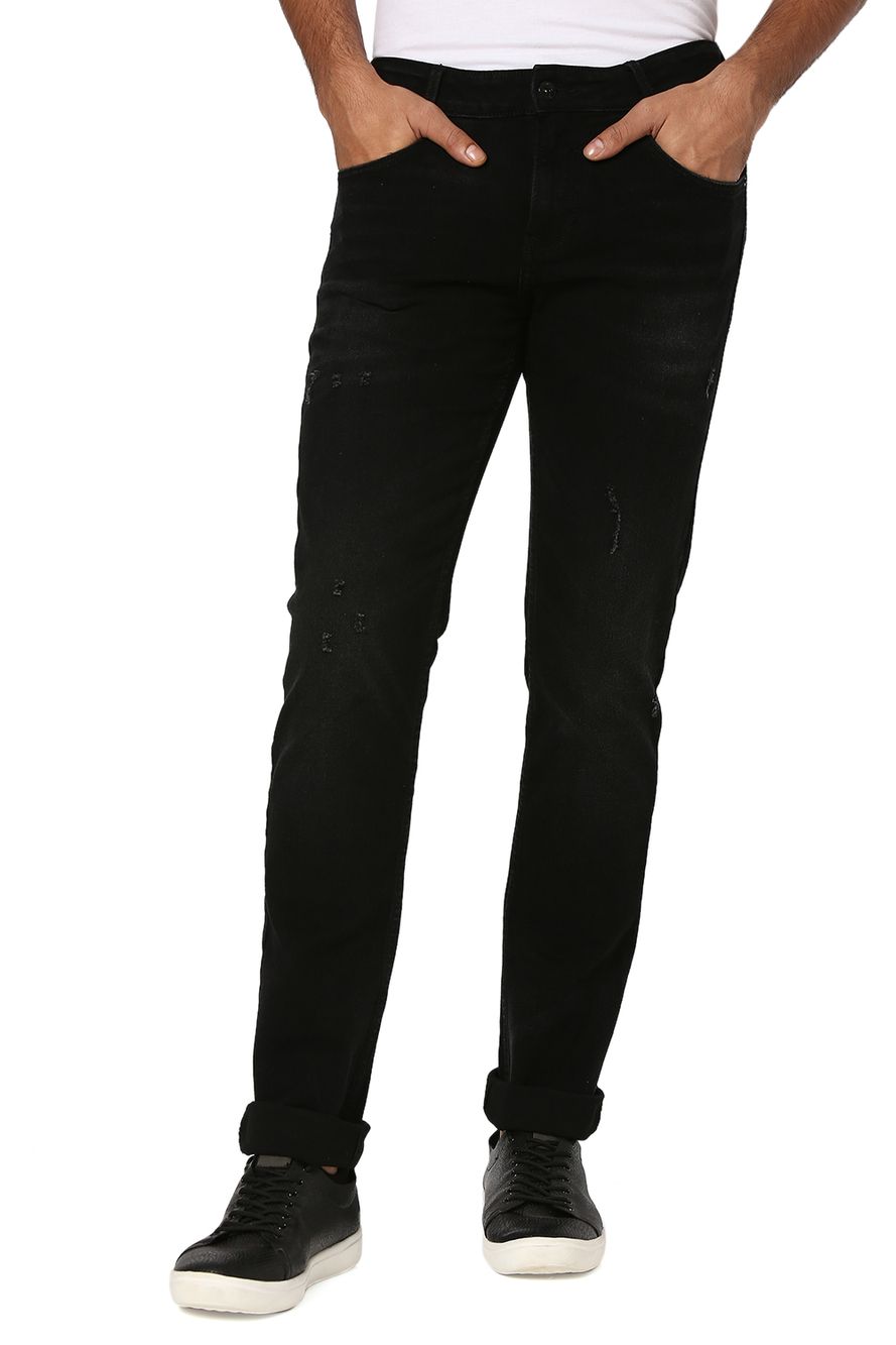 Black Super Slim Fit Distressed Stretch Jeans