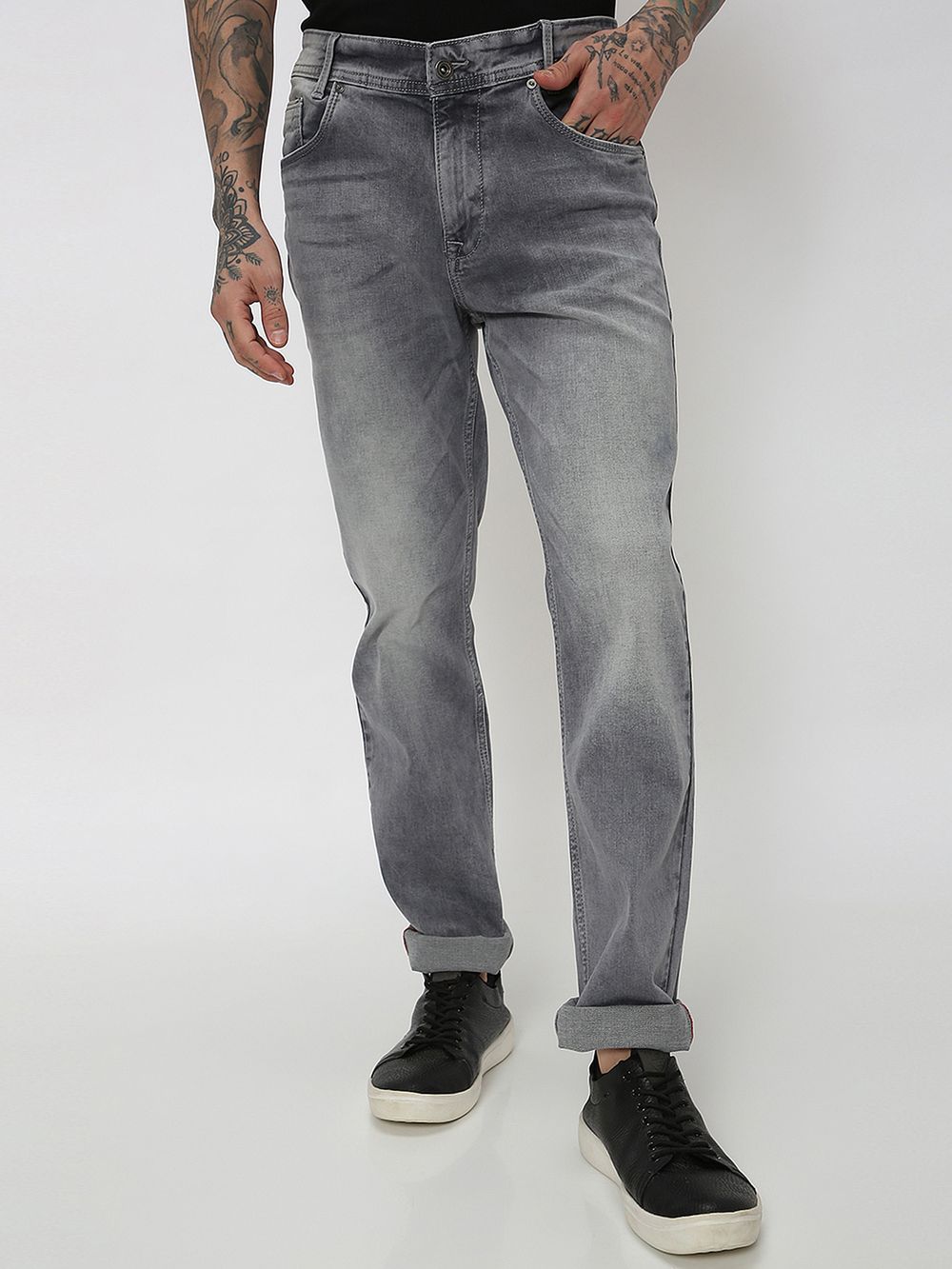 Light Grey Straight Fit Originals Stretch Jeans