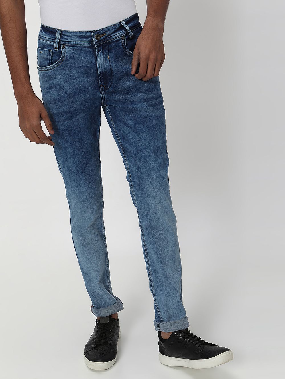 Mid Blue Super Slim Fit Originals Stretch Jeans