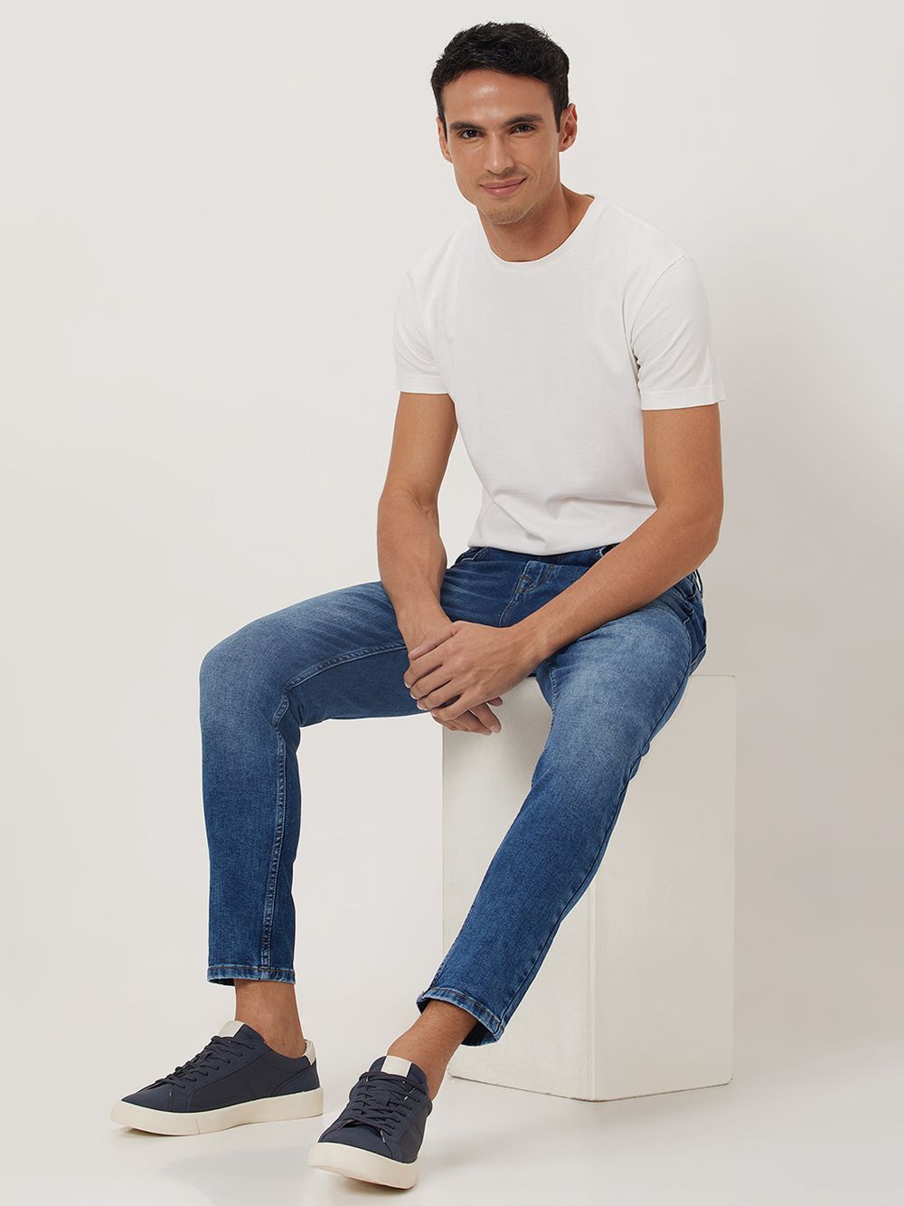 Mid Blue Ankle Length Originals Stretch Jeans