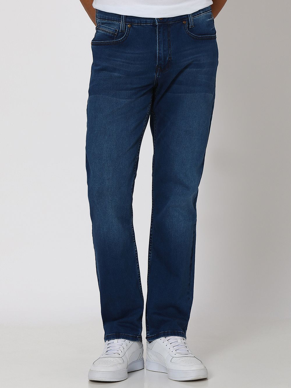 Blue Black Relaxed Straight Fit Originals Stretch Jeans