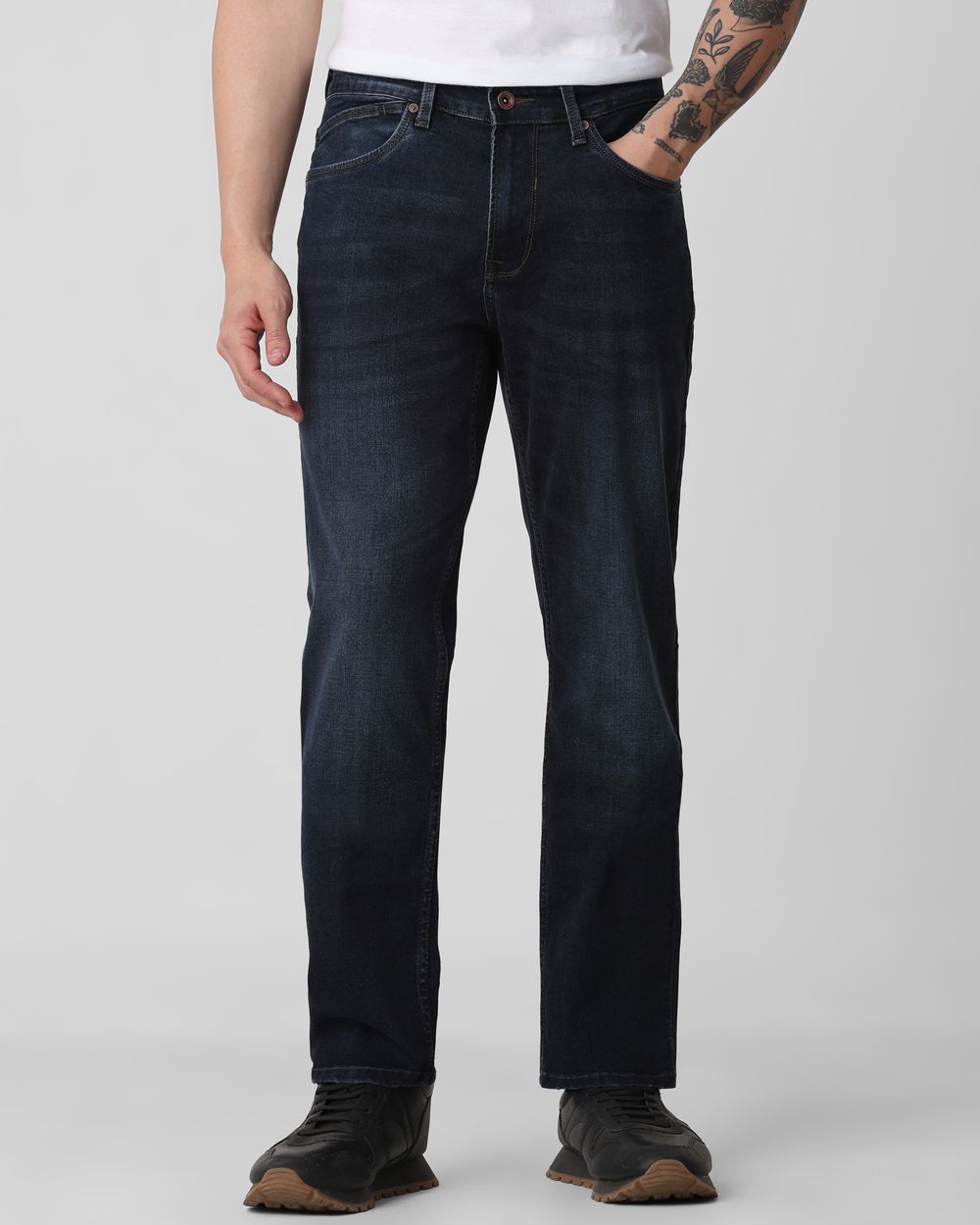 Blue Black Relaxed Straight Fit Originals Stretch Jeans
