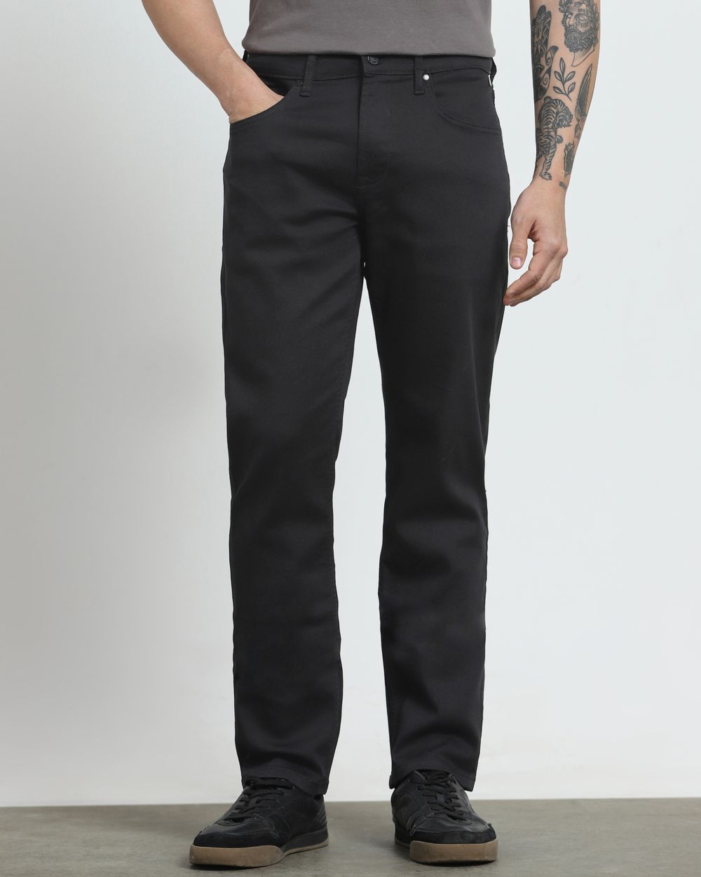 Jet Black Straight Fit Jeans