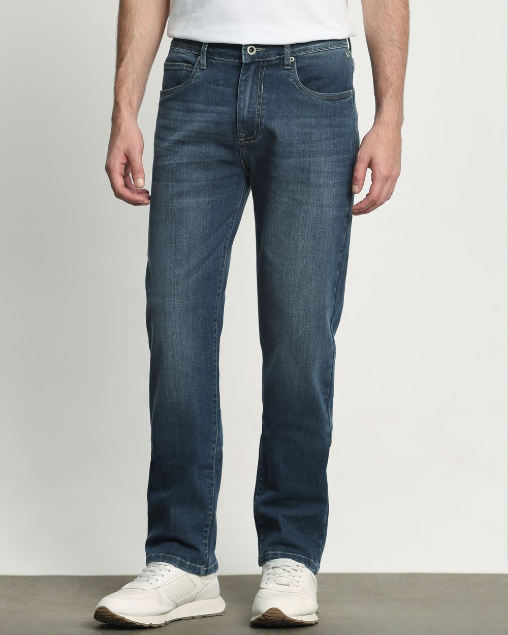 Blue Black Relaxed Straight Fit Jeans