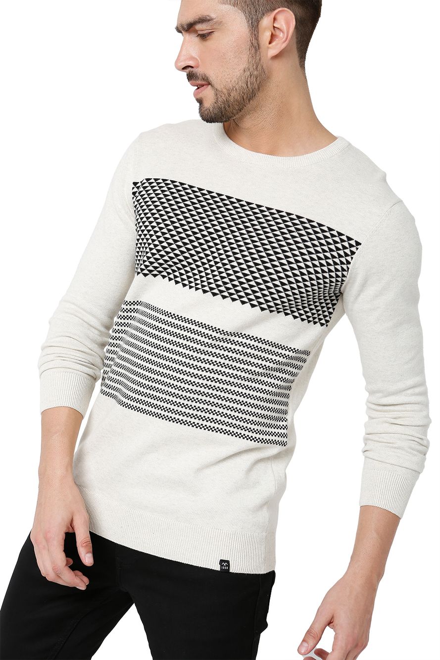 Geaometric Jacquard Cotton Sweater