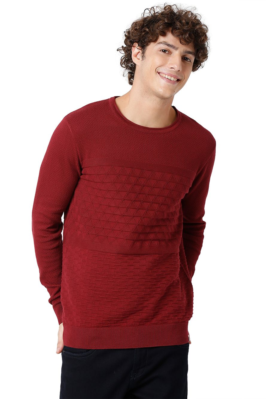 Jacquard Knit Cotton Sweater