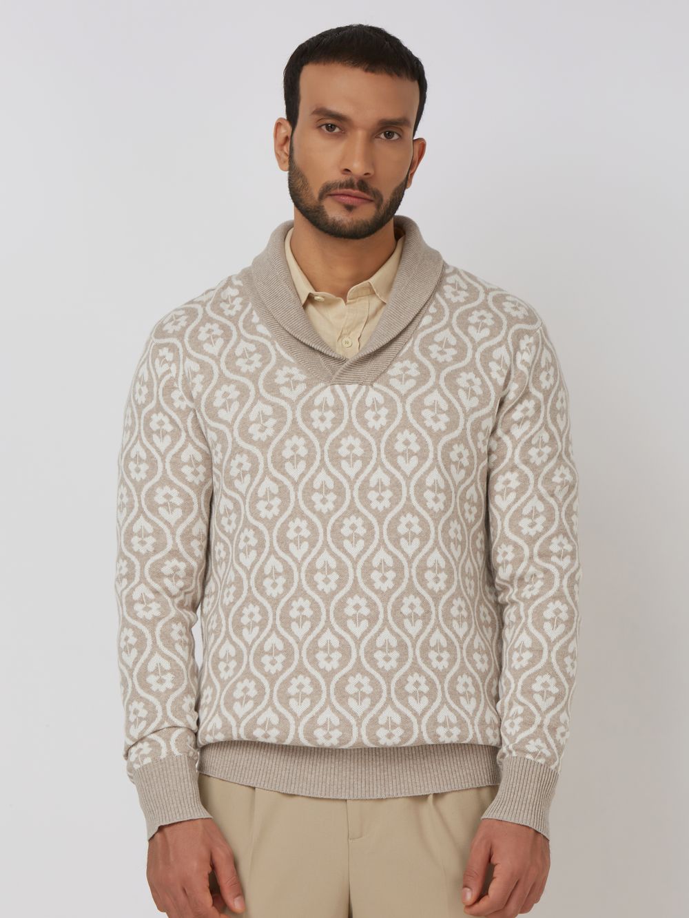 Stone Jacquard Slim Fit Sweater