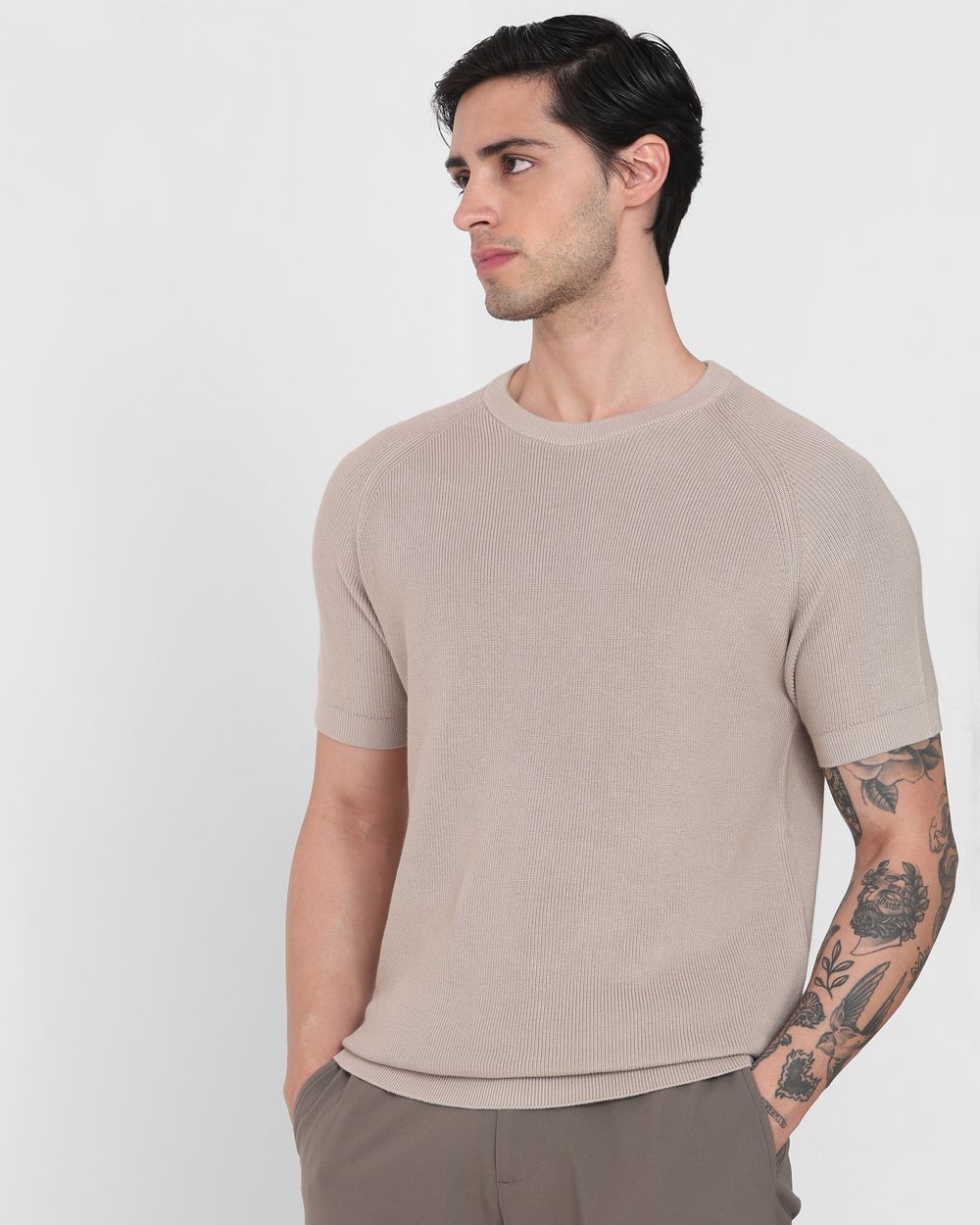 Stone Textured Slim Fit Flatknit Tee