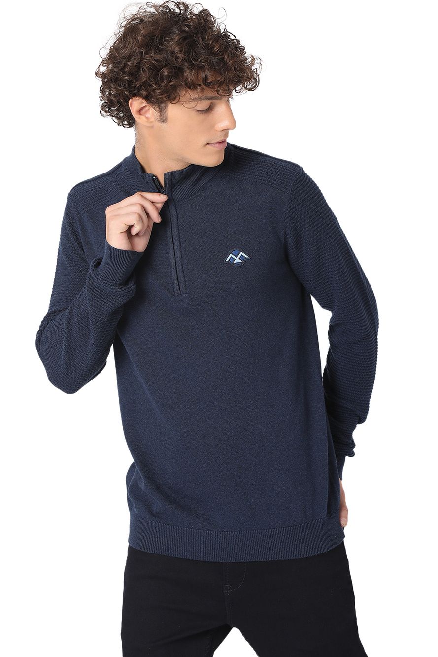 Half Zip Textured Sweater