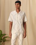 Light Olive Abstract Print Loose Fit Casual Shirt