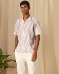 Beige Abstract Print Loose Fit Casual Shirt