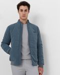 Blue Grey Quilted Slim Fit Jacket