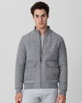 Grey Quilted Suede Slim Fit Jacket