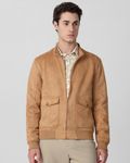 Brown Suede Bomber Slim Fit Jacket