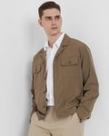 Khaki Lightweight Notch Collar Nylon Trucker Jacket