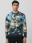 Blue Floral Print Slim Fit Sweatshirt