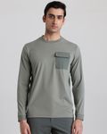 Light Green Patch Pocket Plain Slim Fit T-Shirt
