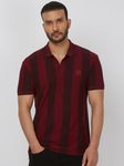 Maroon Wide Stripe Slim Fit T-Shirt