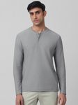 Light Green Textured Plain Full Sleeve Casual T-Shirt