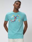 Turquoise & Multi Print Jersey Graphic T-Shirt