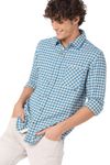 Off White & Turquoise Flannel Check Slim Fit Casual Shirt