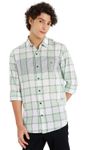 Light Green & White Placement Check Shirt