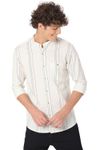 Off White & Navy Stitch Stripe Slim Fit Casual Shirt