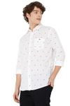 White & Black Geometric Print Slim Fit Casual Shirt