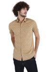 Light Khaki & Rust Geometric Print Slim Fit Casual Shirt
