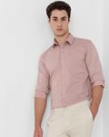 Pastel Pink Stretch Plain Slim Fit Casual Shirt