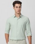 Light Green Stretch Plain Slim Fit Casual Shirt