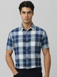 Indigo Blue Denim Check Slim Fit Casual Shirt