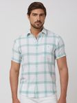 Light Green Large Check Slim Fit Casual Shirt