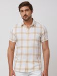 Khaki Large Check Slim Fit Casual Shirt