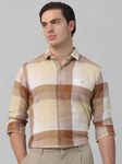 Beige Flannel Check Slim Fit Casual Shirt