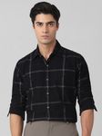 Black Corduroy Check Slim Fit Casual Shirt