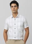 White Large Check Slim Fit Casual Shirt