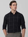 Black Windowpane Check Slim Fit Casual Shirt