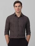 Grey Windowpane Check Slim Fit Casual Shirt