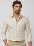 Beige Tonal Check Slim Fit Casual Shirt