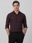 Maroon Large Check Slim Fit Casual Shirt