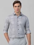 Light Grey Jacquard Check Slim Fit Casual Shirt