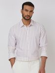 Lilac Candy Stripe Stretch Slim Fit Casual Shirt