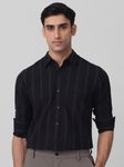 Black Textured Stripe Slim Fit Casual Shirt