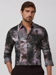 Grey Digital Plain Slim Fit Casual Shirt