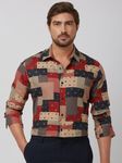 Multi Patchwork Print Slim Fit Casual Shirt