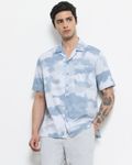 Grey Cloud Print Slim Fit Casual Shirt