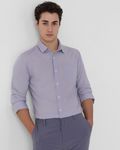 Lilac Cotton Linen Plain Slim Fit Casual Shirt